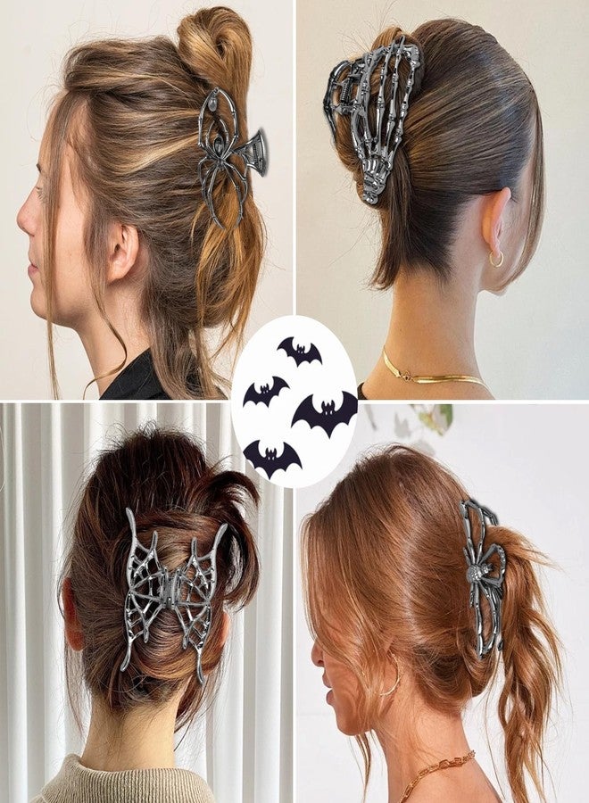 ACO-UINT Spider Hair Claw Clips, 4 Pack Halloween Hair Accessories Gothic Black Metal Claw Clips for Women with Spider Skull Web Designs Goth Spooky Fun Style - Image 5